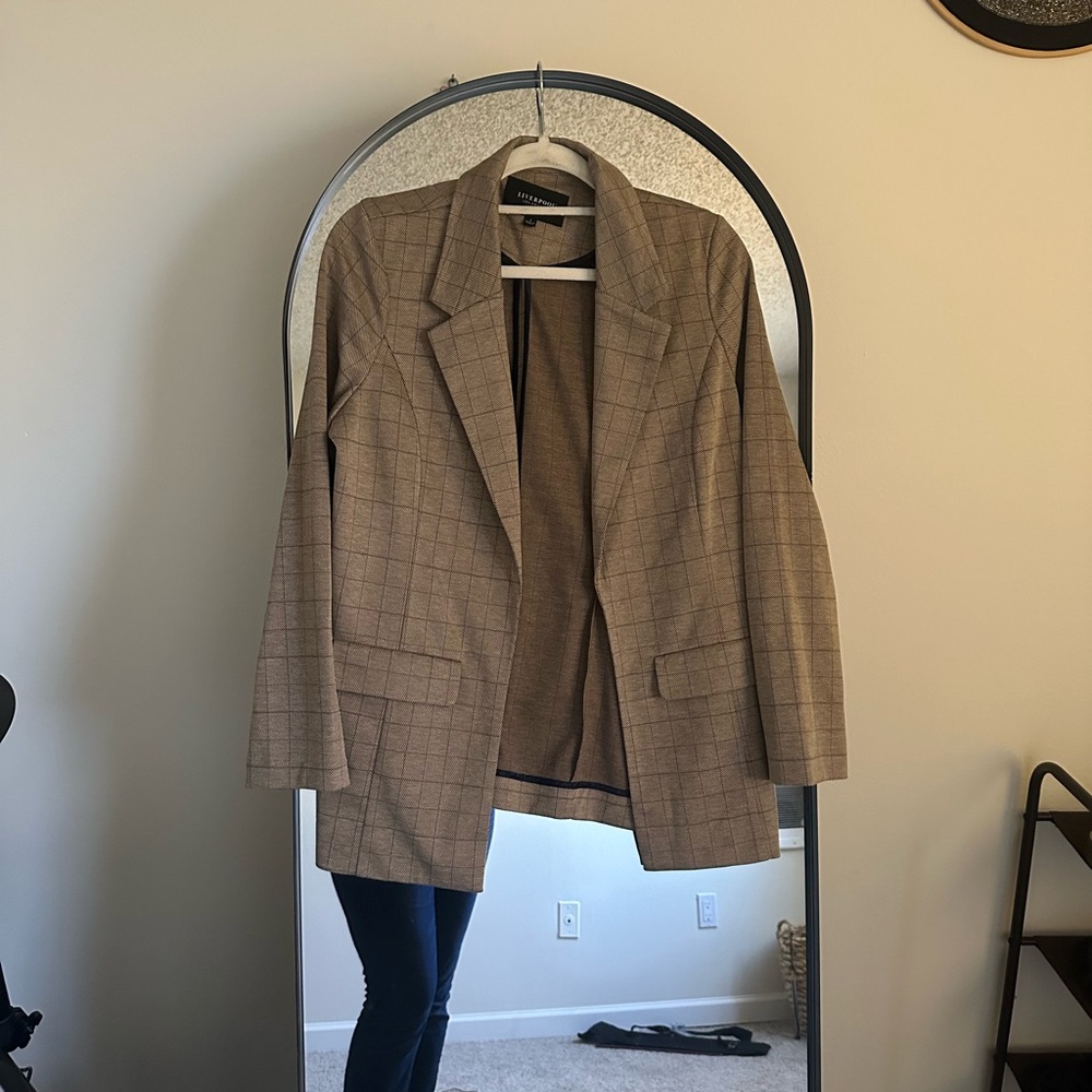 Los Angeles Apparel Tan Checked Blazer Jacket